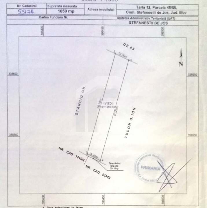 STEFANESTII DE SUS, LOT 1.050 MP!