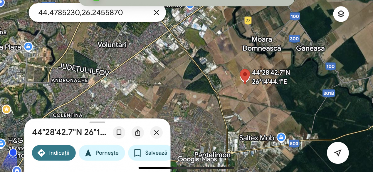 Teren de vânzare – 25.000 mp, Pantelimon, între cele două centuri ale Capitalei 